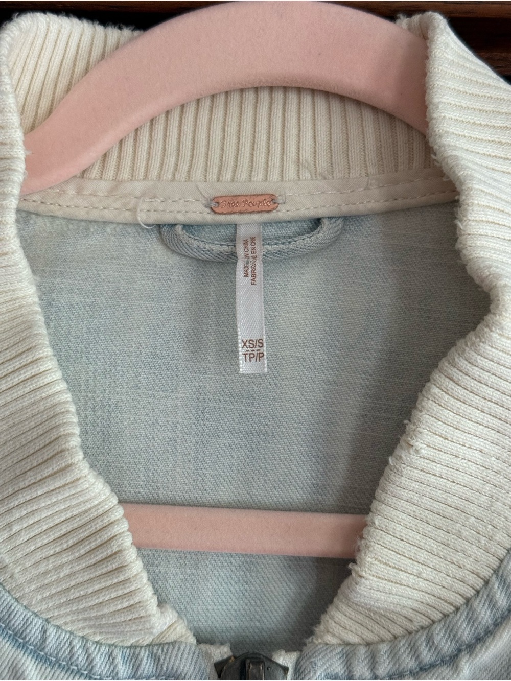 FREE PEOPLE Festival Military Zip Up Vest Light Wash Denim 100% Cotton XS/S - Picture 2 of 8